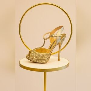 Rare Designer Nando Muzi Rhinestone Heels